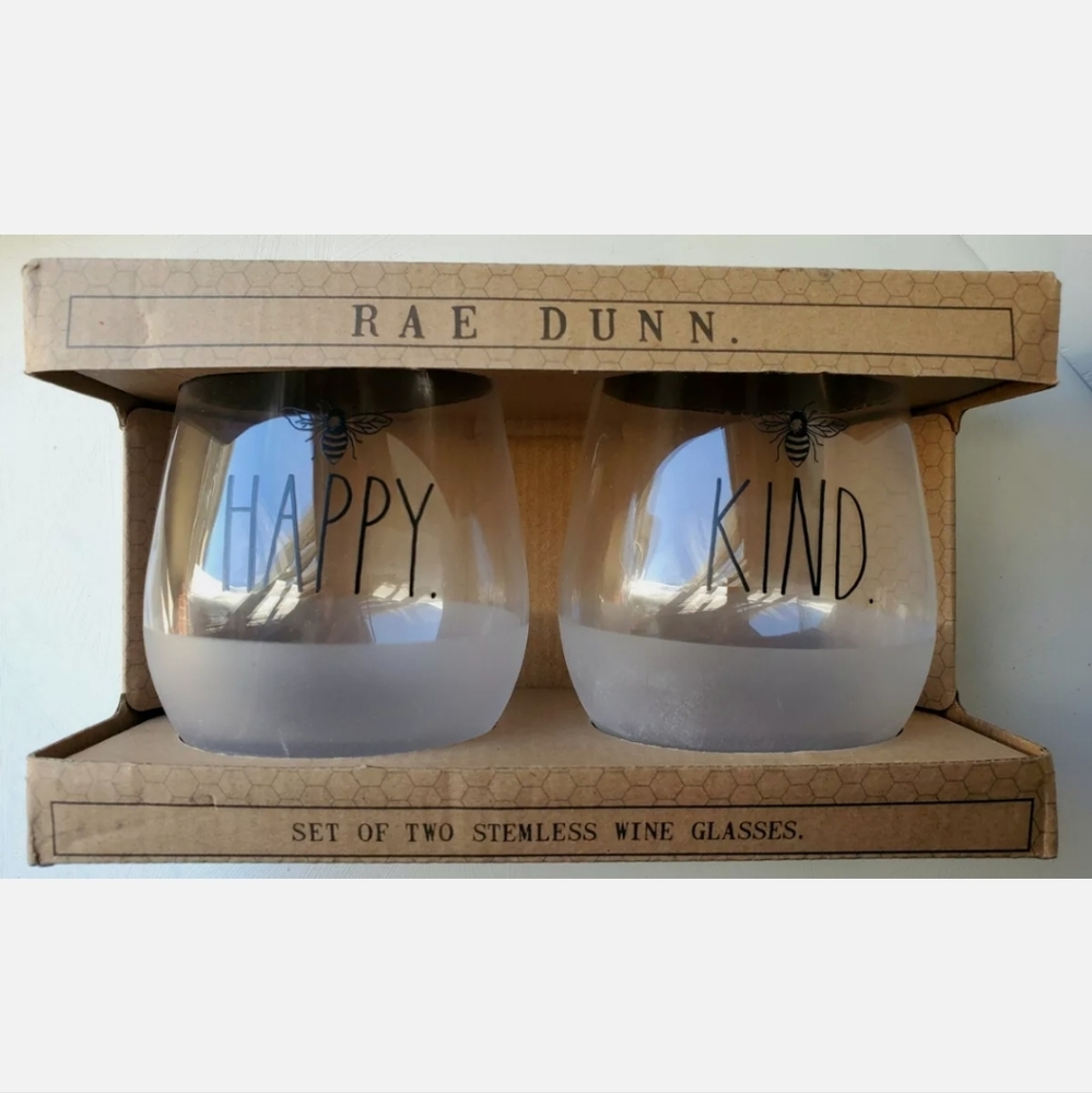 Rae Dunn Stemless Wineglass Set 🐝 NIB